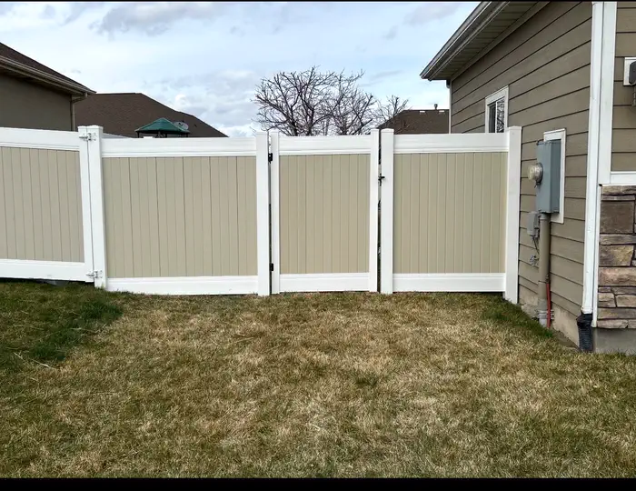 Privacy fence and back lawn